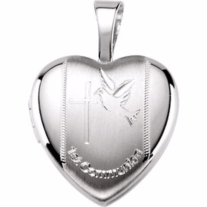 R45354:401:P Sterling Silver First Communion Heart Locket