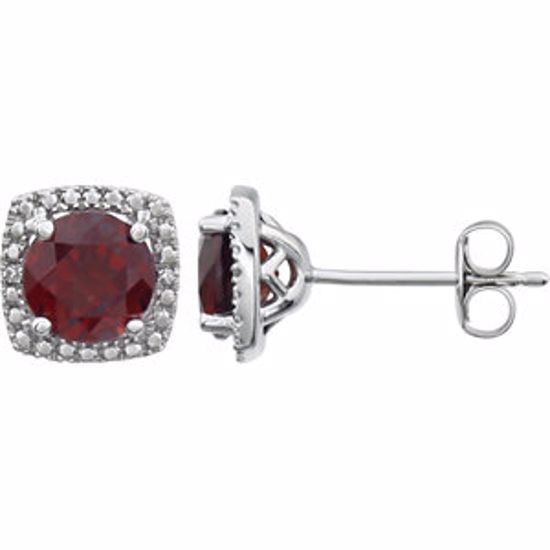 650167:104:P Sterling Silver Mozambique Garnet & .015 CTW Diamond Earrings