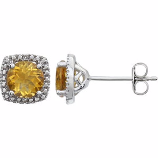 650167:108:P Sterling Silver Citrine & .015 CTW Diamond Earrings