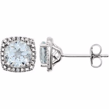 650167:111:P Sterling Silver 6mm Aquamarine & .015 CTW Diamond Earrings