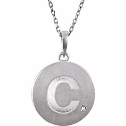 85545:60002:P Sterling Silver .005 CTW Diamond Letter "C" Initial Disc 18" Necklace