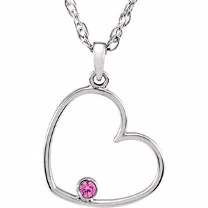 85547:70000:P Sterling Silver Pink Cubic Zirconia Heart 18" Necklace