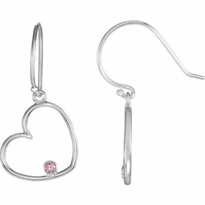 85546:70000:P Sterling Silver Pink Cubic Zirconia Heart Earrings