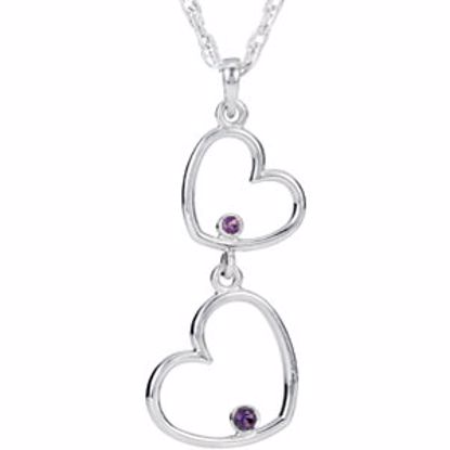 85549:70000:P Sterling Silver Amethyst Double Heart 18" Necklace