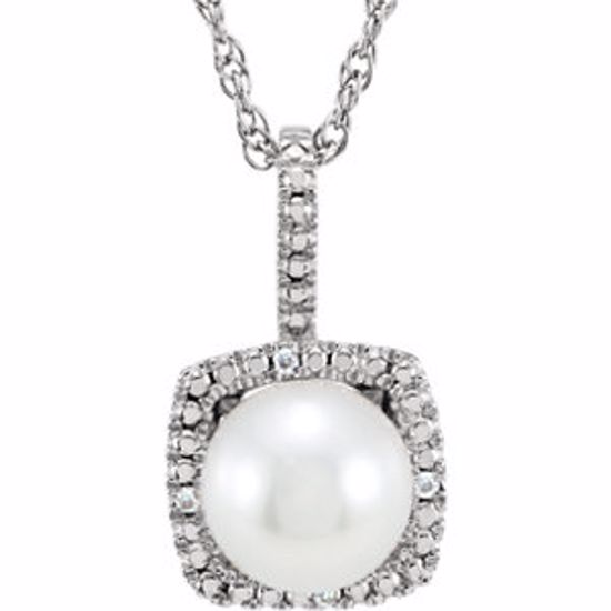 650182:601:P Sterling Silver 7mm Freshwater Cultured Pearl & .015 CTW Diamond 18" Necklace