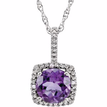 650182:602:P Sterling Silver 7mm Amethyst & .015 CTW Diamond 18" Necklace