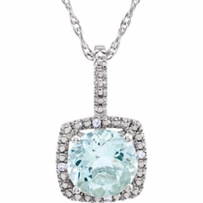 650182:103:P Sterling Silver 7mm Aquamarine & .015 CTW Diamond 18" Necklace