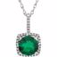 650182:605:P Sterling Silver 7mm Created Emerald & .015 CTW Diamond 18" Necklace
