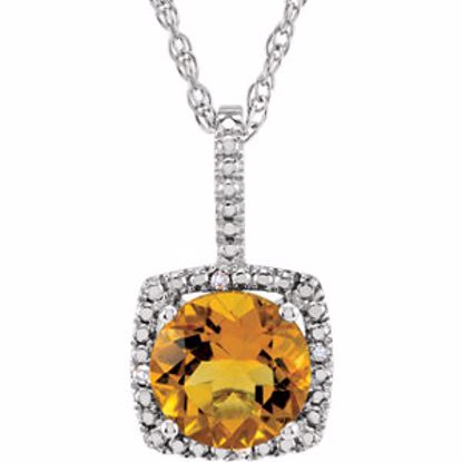 650182:606:P Sterling Silver 7mm Citrine & .015 CTW Diamond 18" Necklace