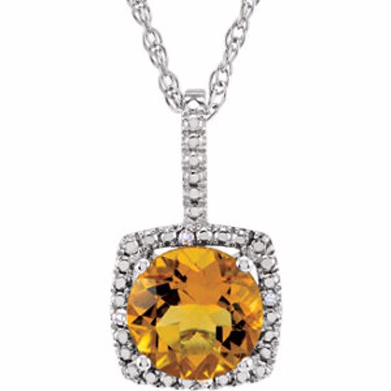 650182:606:P Sterling Silver 7mm Citrine & .015 CTW Diamond 18" Necklace