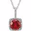 650182:607:P Sterling Silver 7mm Created Ruby & .015 CTW Diamond 18" Necklace