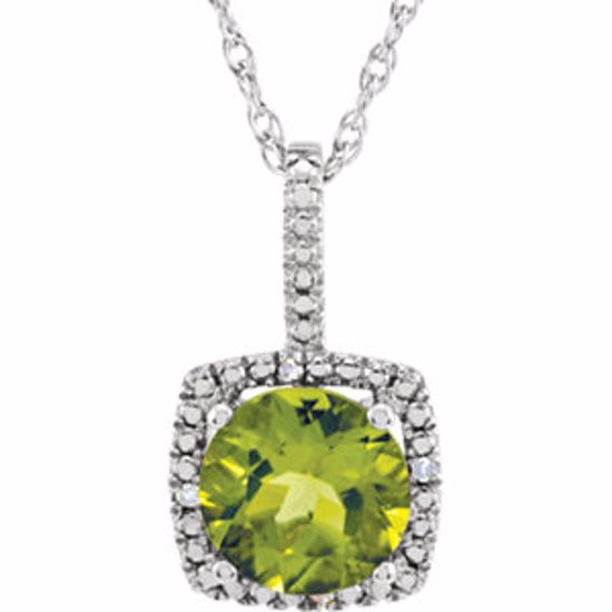 650182:611:P Sterling Silver 7mm Peridot & .015 CTW Diamond 18" Necklace