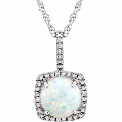 650182:612:P Sterling Silver 7mm Created Opal & .015 CTW Diamond 18" Necklace