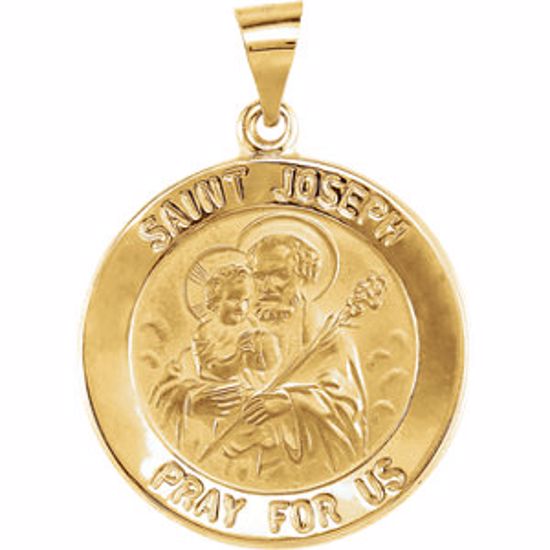 R45358:400:P 14kt Yellow 22mm Round Hollow Joseph Medal