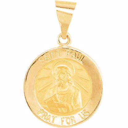 R45366:101:P 14kt Yellow 14.75mm Round Hollow St. Paul Medal