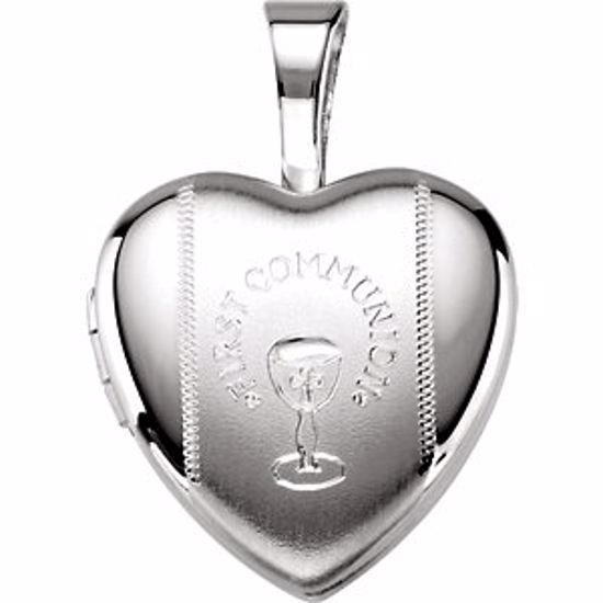 R45373:101:P Sterling Silver First Communion Heart Locket