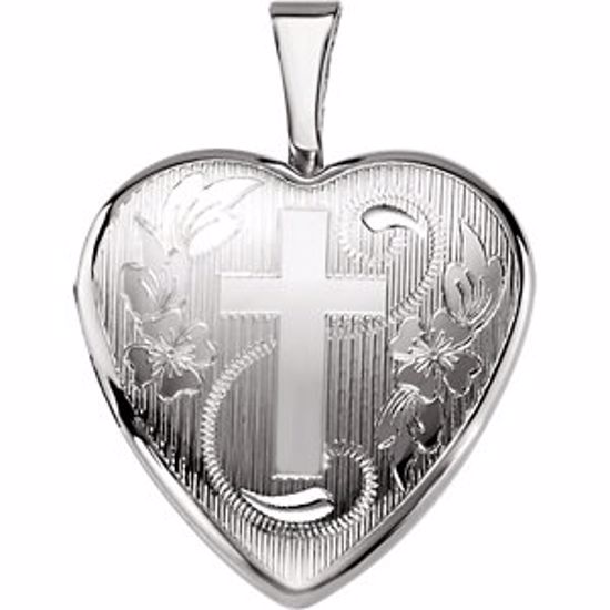 650224:603:P Sterling Silver Heart Locket with Cross