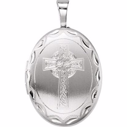 650225:601:P Sterling Silver Oval Celtic Cross Locket