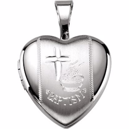 R45374:101:P Sterling Silver Baptism Heart Locket