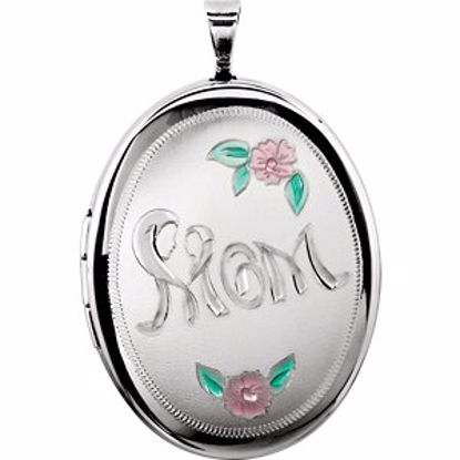 650226:603:P Sterling Silver Oval Mom Locket with Color