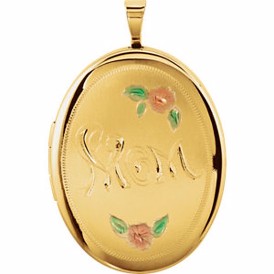 650226:604:P Gold Plated & Sterling Silver Oval Mom Locket with Color