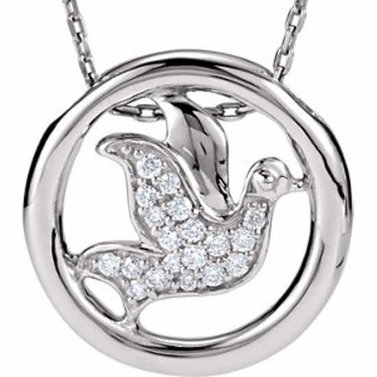 650245:101:P Sterling Silver 1/8 CTW Diamond Dove Circle 18" Necklace