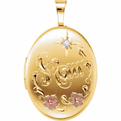 650228:102:P Gold Plated & Sterling Silver Diamond Oval Mom Locket