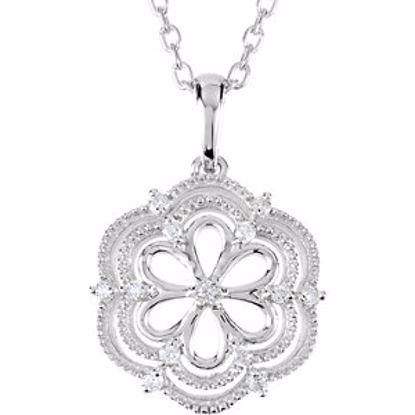 69965:100:P Sterling Silver .08 CTW Diamond 18" Necklace