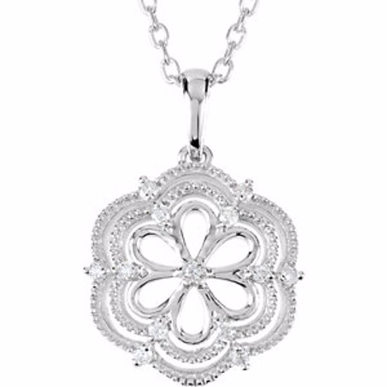 69965:100:P Sterling Silver .08 CTW Diamond 18" Necklace