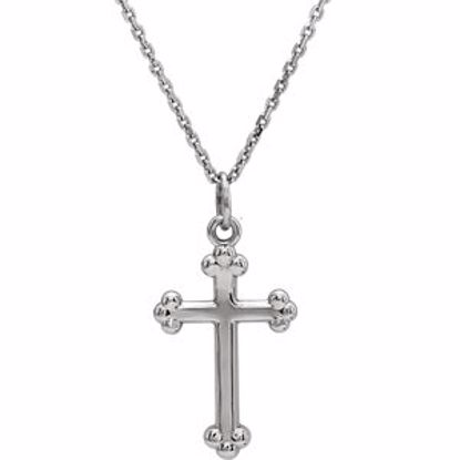 R16287:601:P 14kt White Cross 18" Necklace