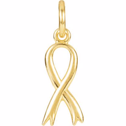 R45322:10020:P 14kt Yellow Breast Cancer Awareness Ribbon Charm with Jump Ring