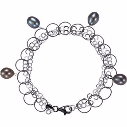 650278:101:P Freshwater Cultured Black Pearl 7.5" Bracelet