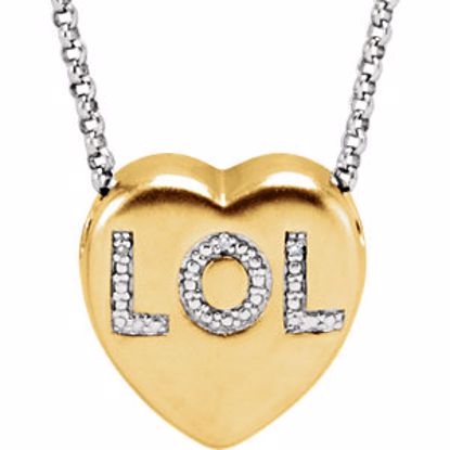 650271:131:P .007 CTW Diamond "LOL" Heart Necklace 