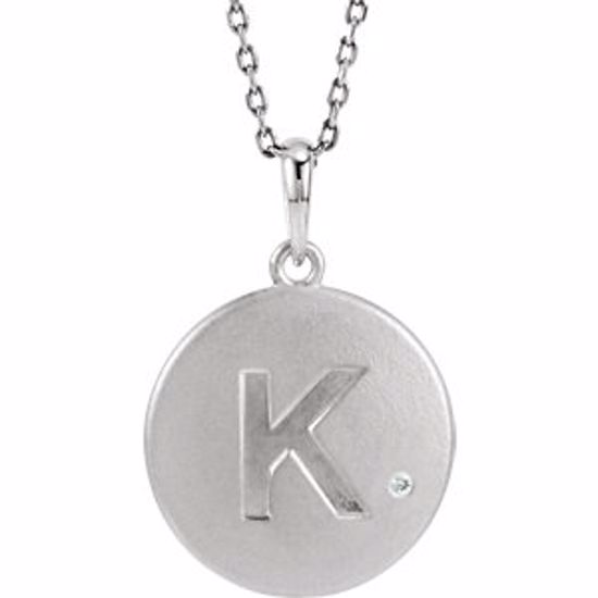 85545:60010:P Sterling Silver .005 CTW Diamond Letter "K" Initial Disc 18" Necklace