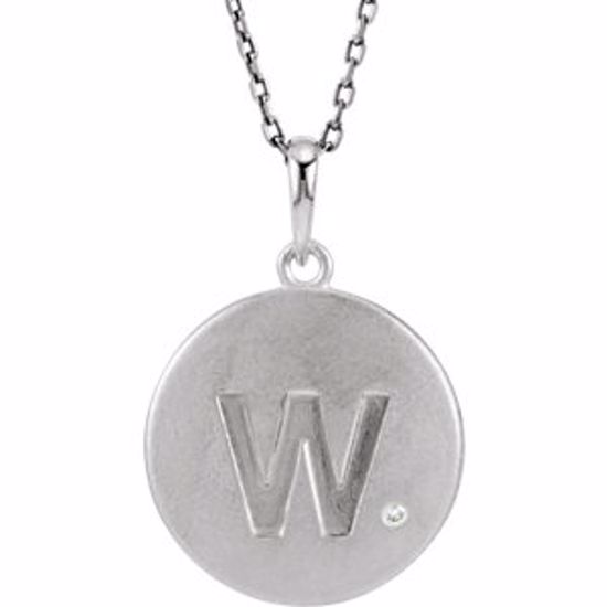 85545:60022:P Sterling Silver .005 CTW Diamond Letter "W" Initial Disc 18" Necklace