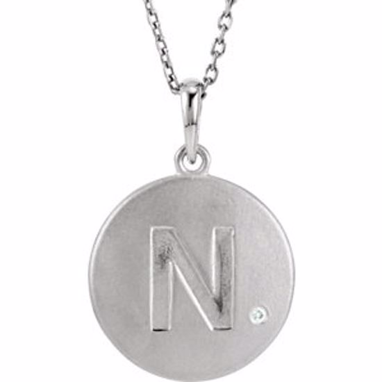 85545:60013:P Sterling Silver .005 CTW Diamond Letter "N" Initial Disc 18" Necklace