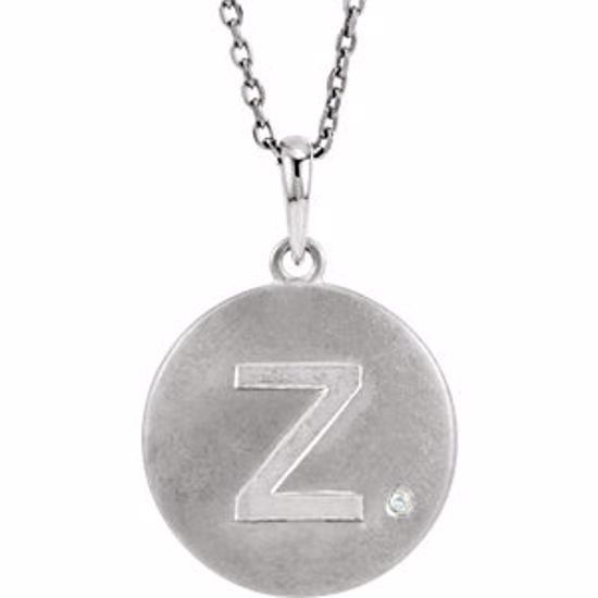 85545:60025:P Sterling Silver .005 CTW Diamond Letter "Z" Initial Disc 18" Necklace