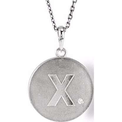 85545:60023:P Sterling Silver .005 CTW Diamond Letter "X" Initial Disc 18" Necklace