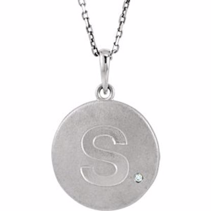 85545:60018:P Sterling Silver .005 CTW Diamond Letter "S" Initial Disc 18" Necklace