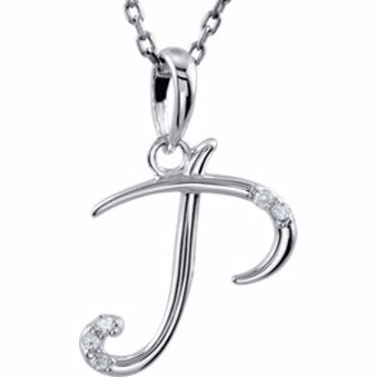 85557:60015:P Sterling Silver .03 CTW Diamond Letter "P" Script Initial 18" Necklace