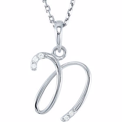 85557:60013:P Sterling Silver .03 CTW Diamond Letter "N" Script Initial 18" Necklace