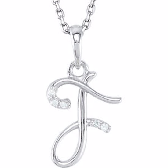 85557:60005:P Sterling Silver .03 CTW Diamond Letter "F" Script Initial 18" Necklace