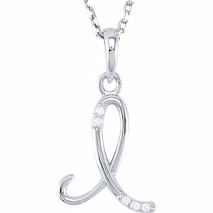 85557:60008:P Sterling Silver .03 CTW Diamond Letter "I" Script Initial 18" Necklace