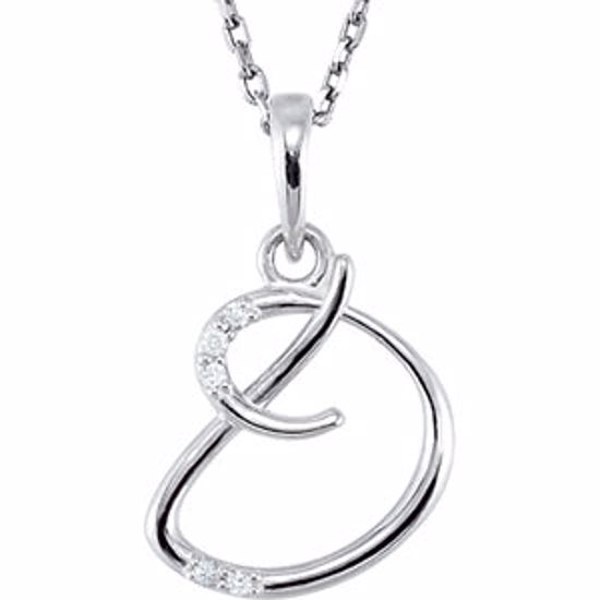 85557:60003:P Sterling Silver .03 CTW Diamond Letter "D" Script Initial 18" Necklace