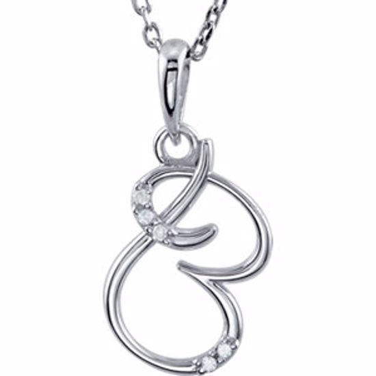 85557:60001:P Sterling Silver .03 CTW Diamond Letter "B" Script Initial 18" Necklace