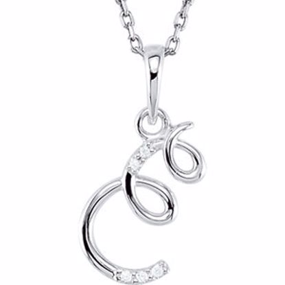 85557:60004:P Sterling Silver .03 CTW Diamond Letter "E" Script Initial 18" Necklace