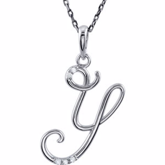 85557:60024:P Sterling Silver .03 CTW Diamond Letter "Y" Script Initial 18" Necklace