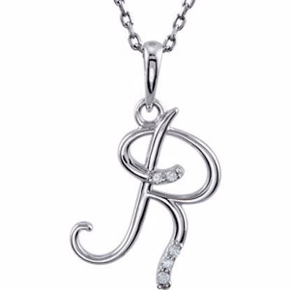 85557:60017:P Sterling Silver .03 CTW Diamond Letter "R" Script Initial 18" Necklace