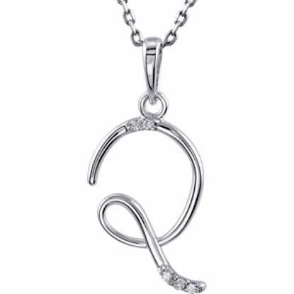 85557:60016:P Sterling Silver .03 CTW Diamond Letter "Q" Script Initial 18" Necklace