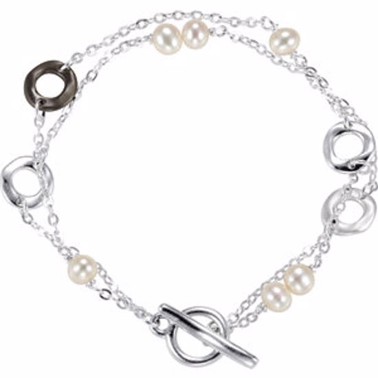 650288:600:P Freshwater Cultured Pearl & Circle Bracelet